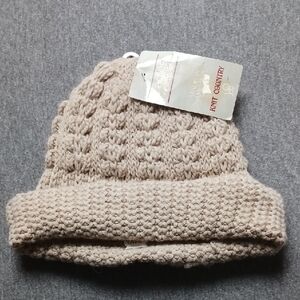 Vintage Ladies Coordinates Beige Cable Knit Beanie